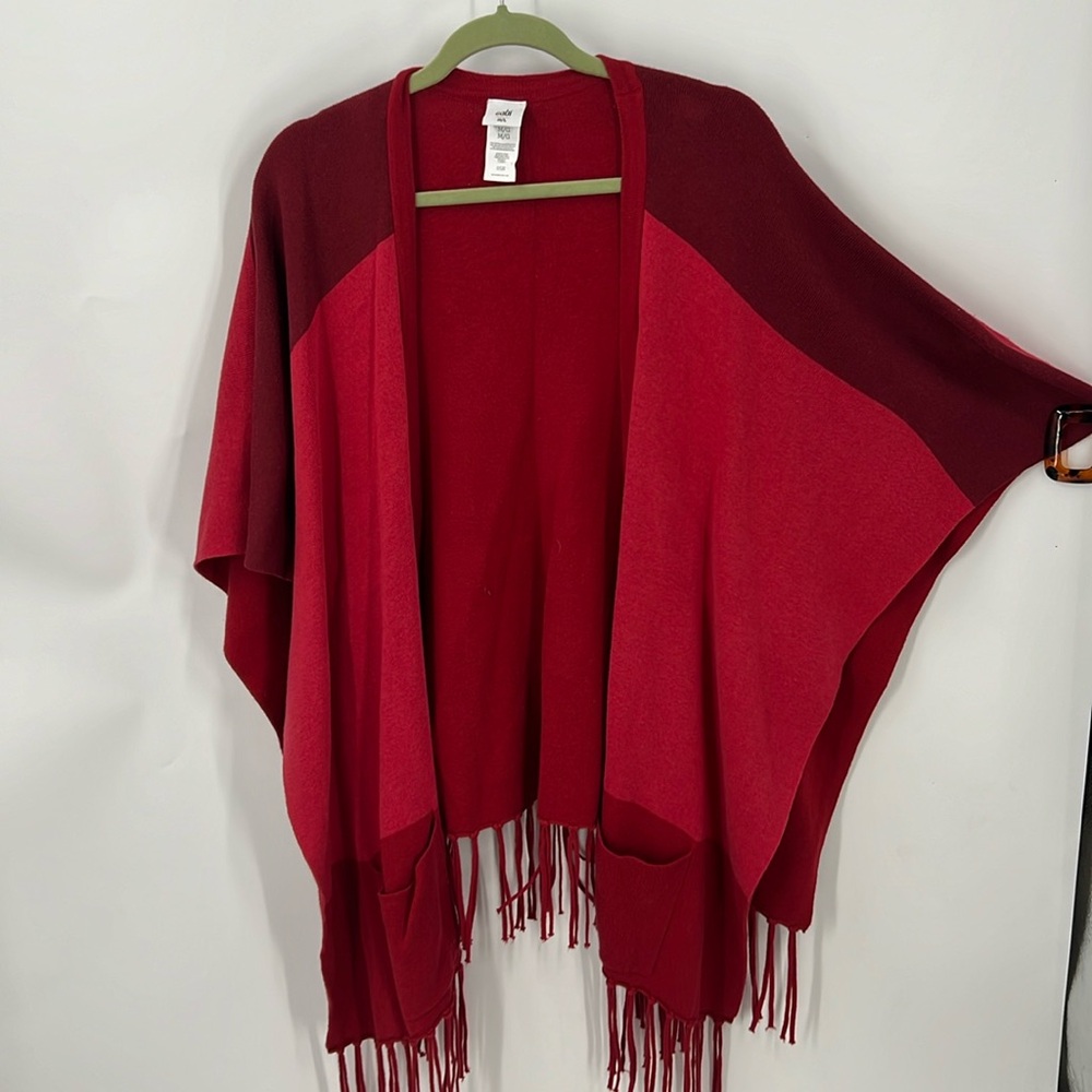Cabi Cotton Blend Color Block Open Front Poncho W… - image 1